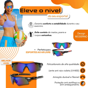 Óculos de Ciclismo/Corrida Proteção UV 400 MTB Esportivo Espelhado