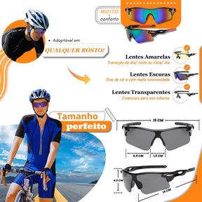 Óculos de Ciclismo/Corrida Proteção UV 400 MTB Esportivo Espelhado
