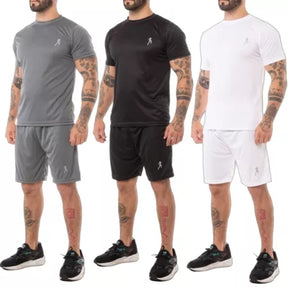 Kit Camisetas + Bermudas Masculinas Conjunto Fitness Para Academia