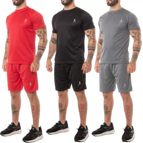 Kit Camisetas + Bermudas Masculinas Conjunto Fitness Para Academia