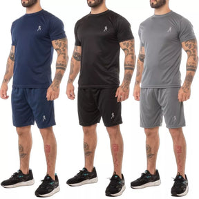 Kit Camisetas + Bermudas Masculinas Conjunto Fitness Para Academia