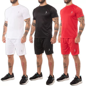 Kit Camisetas + Bermudas Masculinas Conjunto Fitness Para Academia